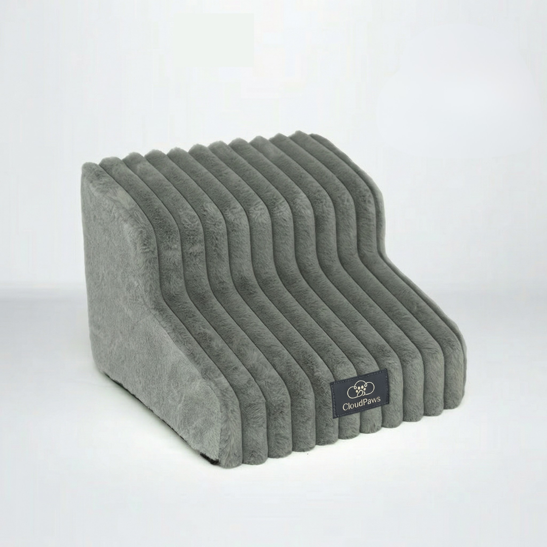 CloudPaws Comfort Stairs — Slate Grey 2-Step — premium memory foam dog steps