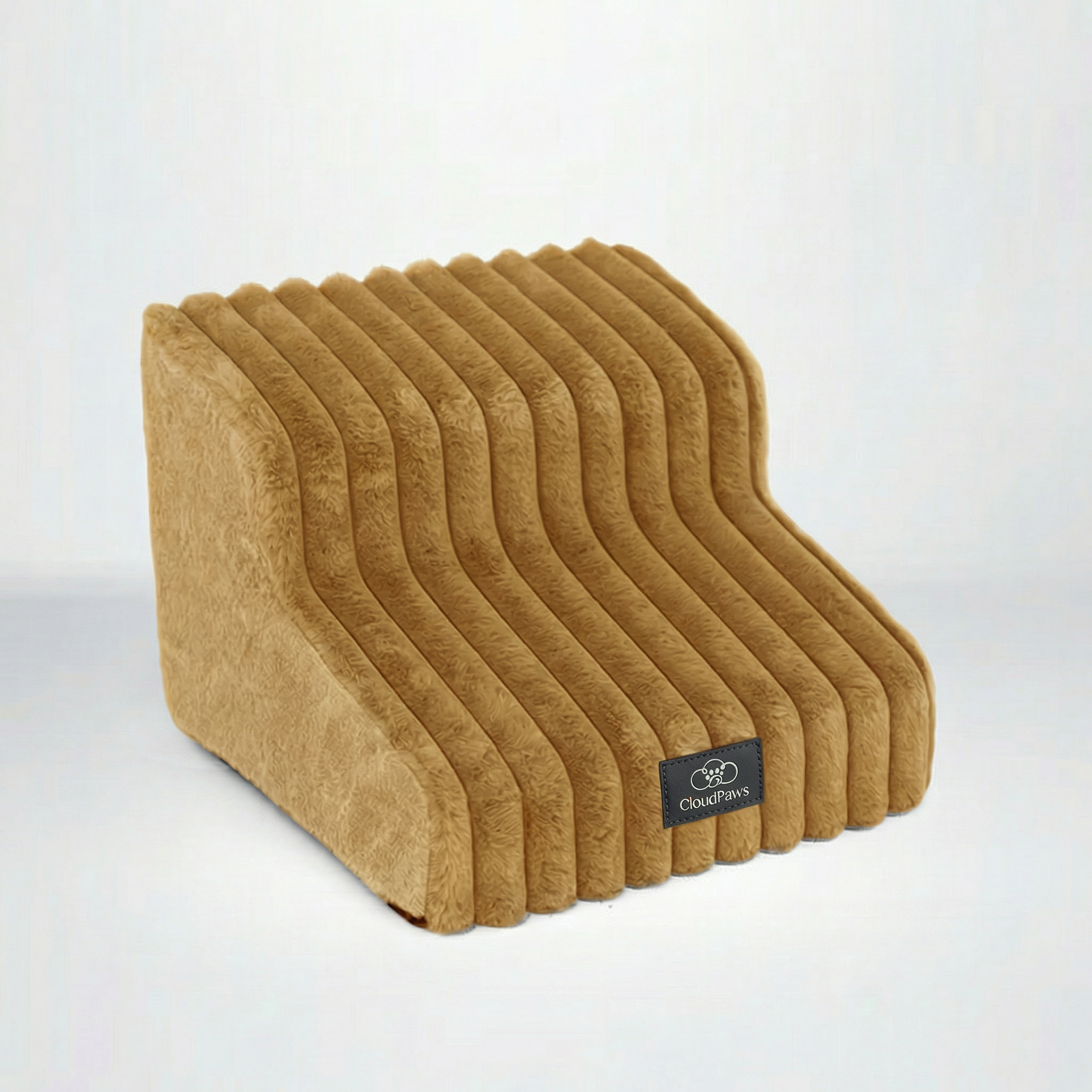 CloudPaws Comfort Stairs — Oatmeal 2-Step — premium memory foam dog steps