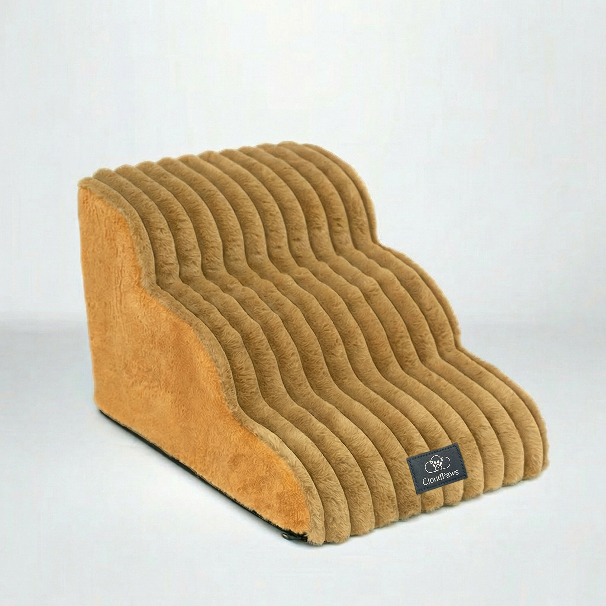 CloudPaws Comfort Stairs — Oatmeal 3-Step — premium memory foam dog steps