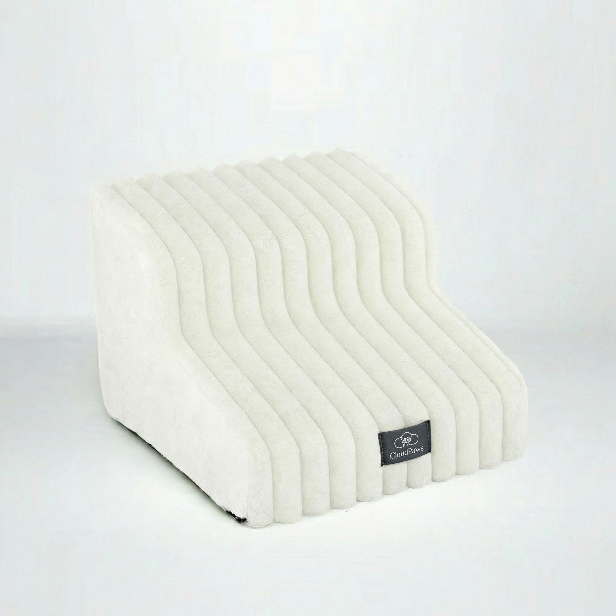 CloudPaws Comfort Stairs — Cumulus White 2-Step — premium memory foam dog steps